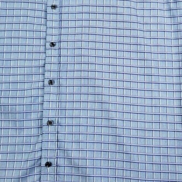 Enzone 2XL Men's Gray White Blue Purple Trim Check Long Sleeve Cotton Shirt - Picture 5 of 8